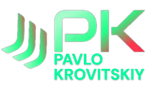site logo with text Pavlo Krovitskyi